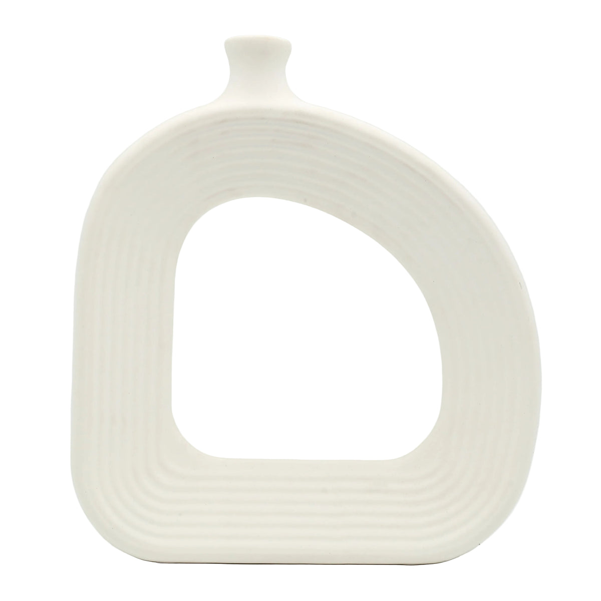 Abstract Ribbed Ceramic Vase White at Zubaidas Homestore Pakistan