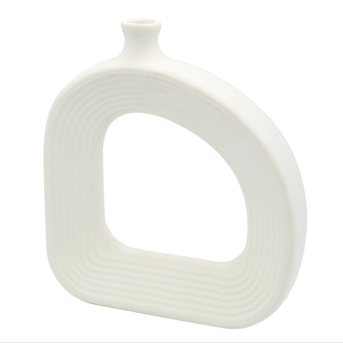 Abstract Ribbed Ceramic Vase White at Zubaidas Homestore - The Largest Collection of Decor in Pakistan