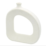 Abstract Ribbed Ceramic Vase White at Zubaidas Homestore - The Largest Collection of Decor in Pakistan