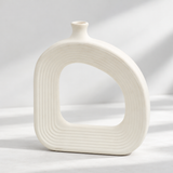 Abstract Ribbed Ceramic Vase White at Zubaidas Homestore