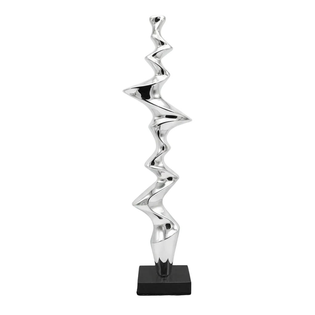Abstract Silver Chrome Spiral Table Sculpture at Zubaidas Homestore Pakistan