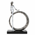 Abstract Silver Figure with Textured Ring Sculpture at Zubaidas Homestore - The Largest Collection of Decor In Pakistan