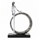 Abstract Silver Figure with Textured Ring Sculpture at Zubaidas Homestore - The Largest Collection of Decor In Pakistan