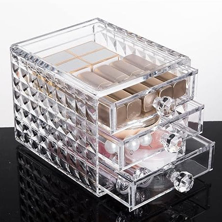 Acrylic 3 Drawer Cosmetic and Jewellery Organizer at Zubaidas Homestore 