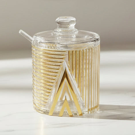 Acrylic Design Sugar Pot with Lid and Spoon at Zubaidas Homestore