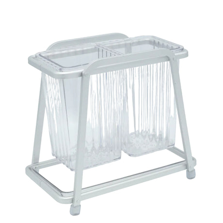 Acrylic Double Cutlery Holder with Stand Silver at Zubaidas Homestore Pakistan