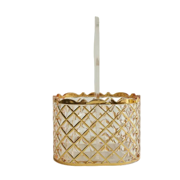 Acrylic Gold Basket Style Crystal Cutlery Holder 10cm at Zubaidas Homestore Best for Home Shopping