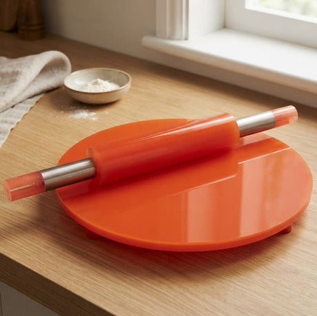 Acrylic Rolling Pin and Rolling Board 2 Pieces Set Orange at Zubaidas Homestore 
