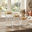 Acrylic Storage Jar Set of 3 Clear Polka Dot Gold Lid at Zubaidas Homestore Pakistan