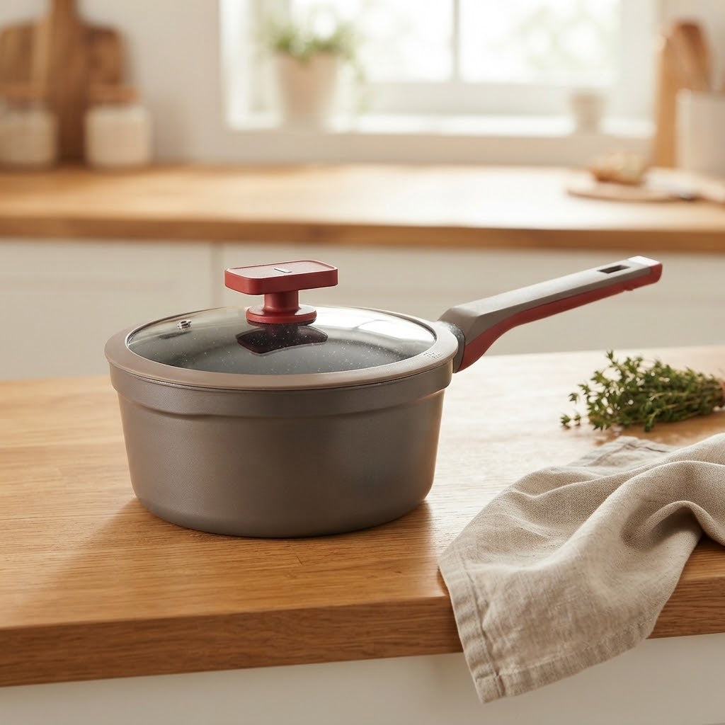 AlpenBerg Granite Non Stick Sauce Pan with Glass Lid 20cm at Zubaidas Homestore 