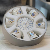Angela Ceramic Blue Rose Cup and Saucer 6 Pieces Set at Zubaidas Homestore 