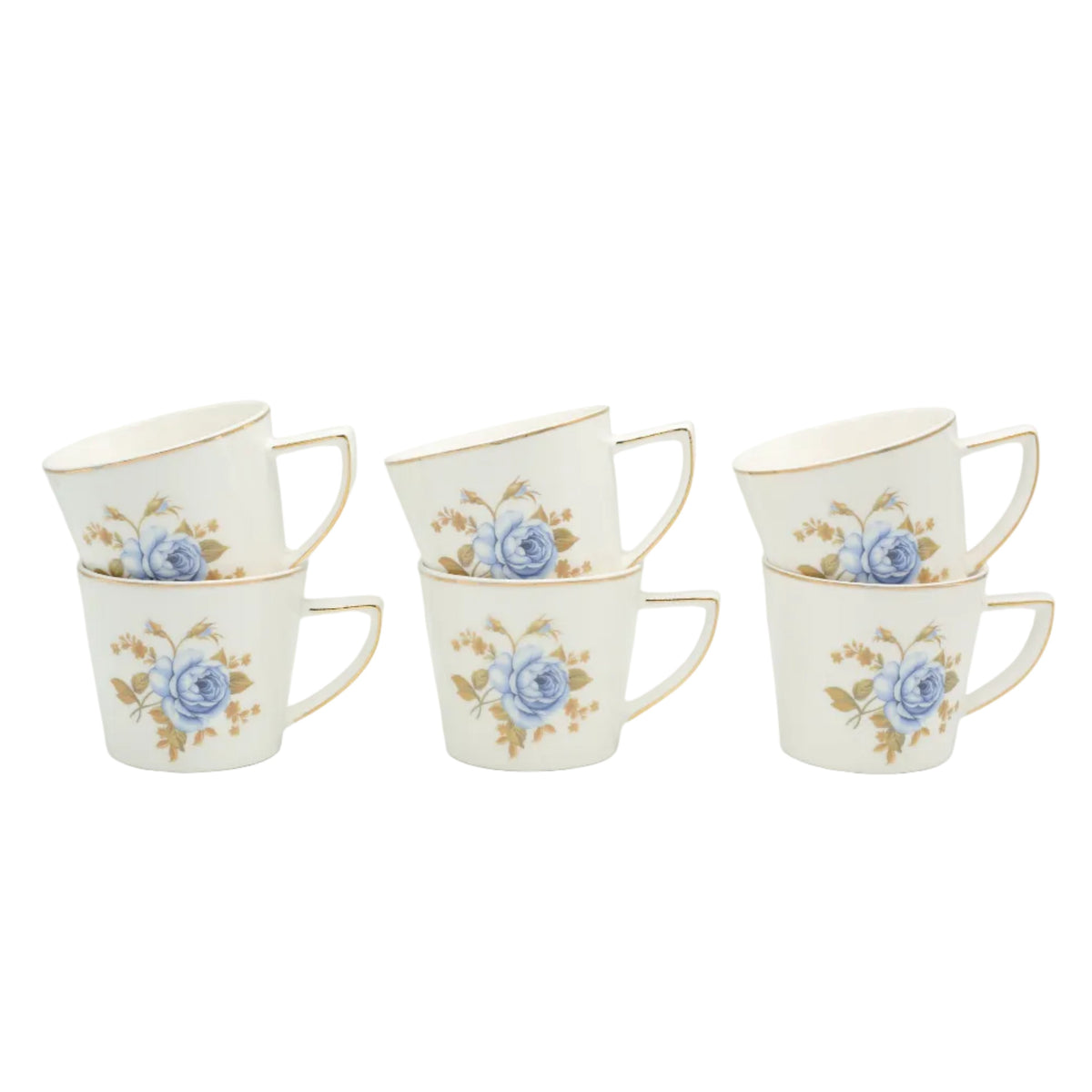 Angela Ceramic Blue Rose Cup and Saucer 6 Pieces Set at Zubaidas Homestore. Best Homestore in Pakistan
