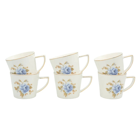 Angela Ceramic Blue Rose Cup and Saucer 6 Pieces Set at Zubaidas Homestore. Best Homestore in Pakistan