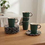 Angela Cup and Saucer 12 Pieces Set Green at Zubaidas Homestore 