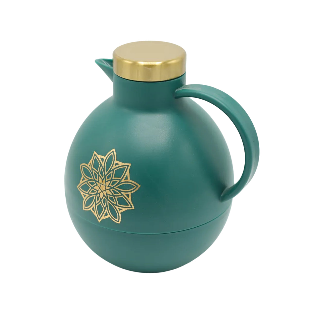 Angela Green Thermos with Gold Lid and Floral Motif at Zubaidas Homestore Pakistan