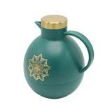 Angela Green Thermos with Gold Lid and Floral Motif at Zubaidas Homestore Pakistan