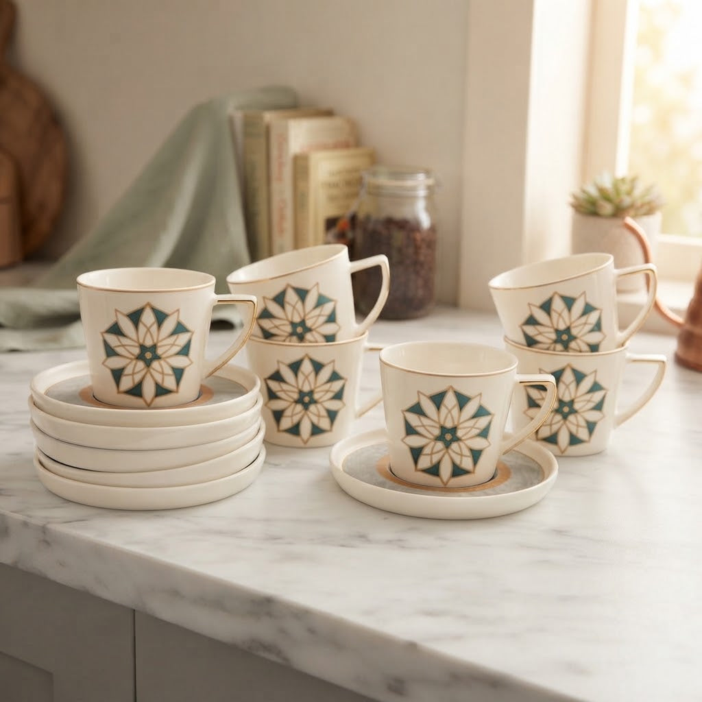Angela Royal Cup and Saucers 6 Pieces Set at Zubaidas Homestore 
