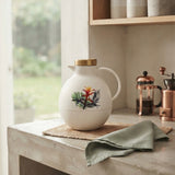 Angela White Thermos with Gold Lid and Floral Motif at Zubaidas Homestore 