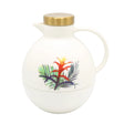 Angela White Thermos with Gold Lid and Floral Motif at Zubaidas Homestore Pakistan
