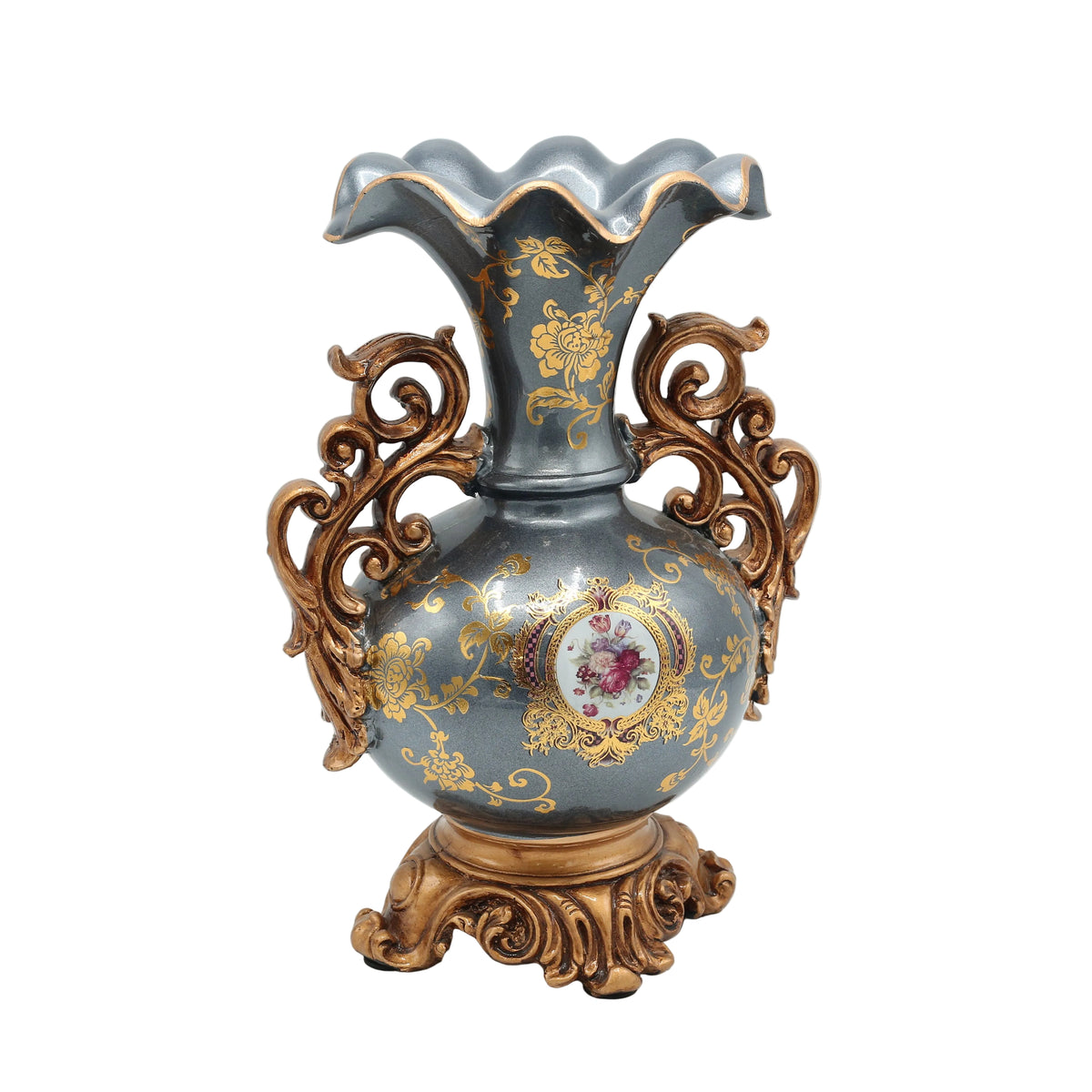 Antique Floral Decorative Vase Grey at Zubaidas Homestore Pakistan