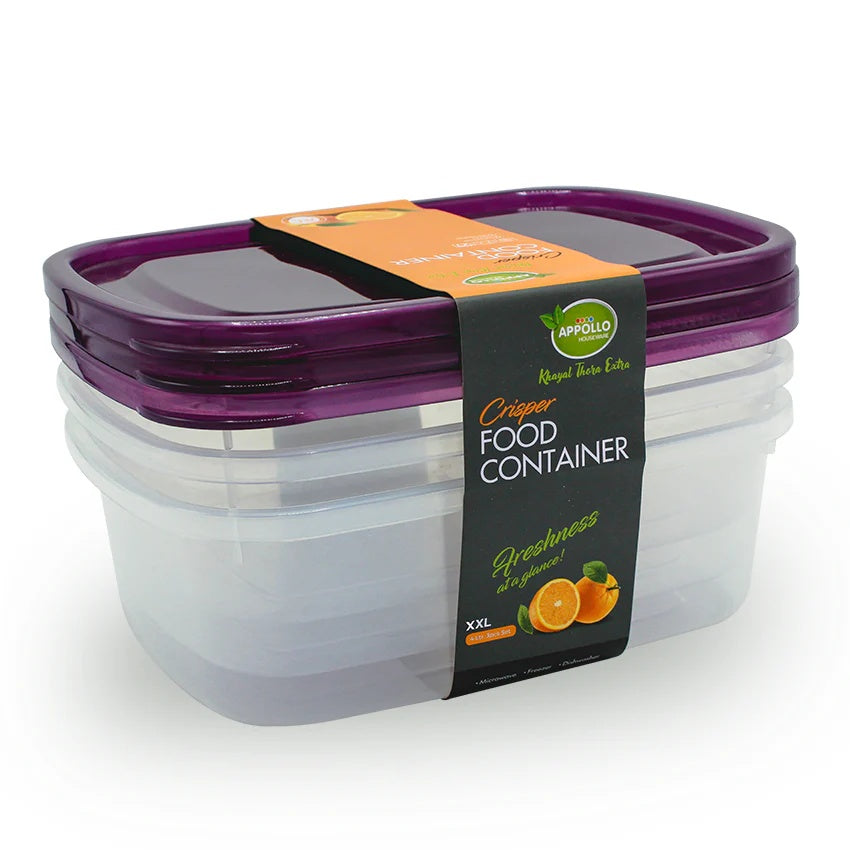 Appollo 3 Pcs Crisper Food Container XXL 4000ml at Zubaidas Homestore Best for Home Shopping Pakistan