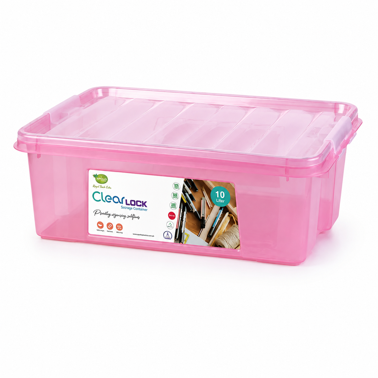 Appollo Clear Lock Storage Box Large 10 Liter at Zubaidas Homestore