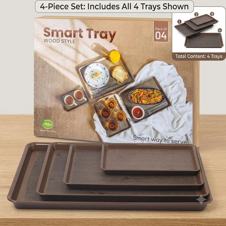 Appollo Smart Serving Tray Wood Style 4Pcs Set at Zubaidas Homestore