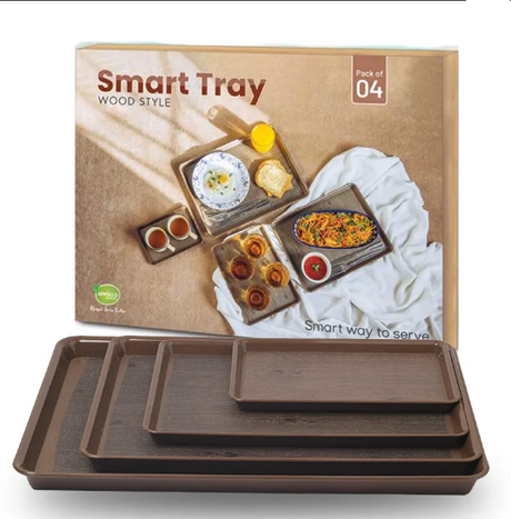 Appollo Smart Serving Tray Wood Style 4Pcs Set at Zubaidas Homestore Pakistan