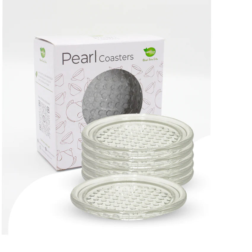 Appollo Transparent Pearl Coasters 6 Pcs Set at Zubaidas Homestore