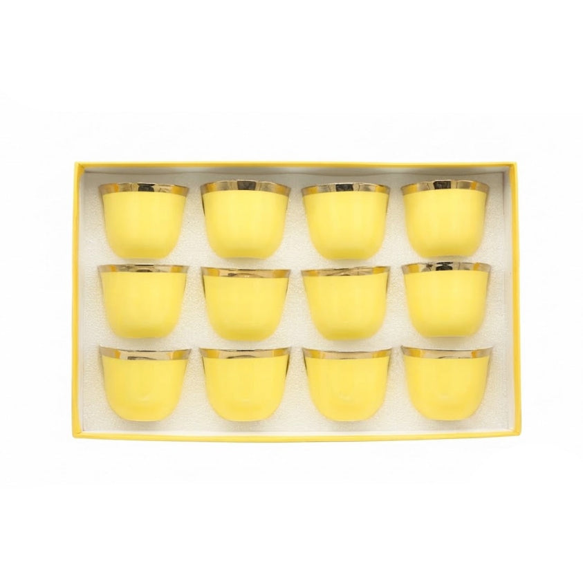 Arabic Coffee Cup Golden Rim 12 Pieces Set 80ml at Zubaidas Homestore Pakistan