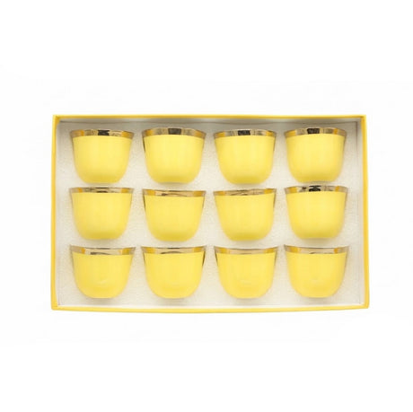 Arabic Coffee Cup Golden Rim 12 Pieces Set 80ml at Zubaidas Homestore Pakistan