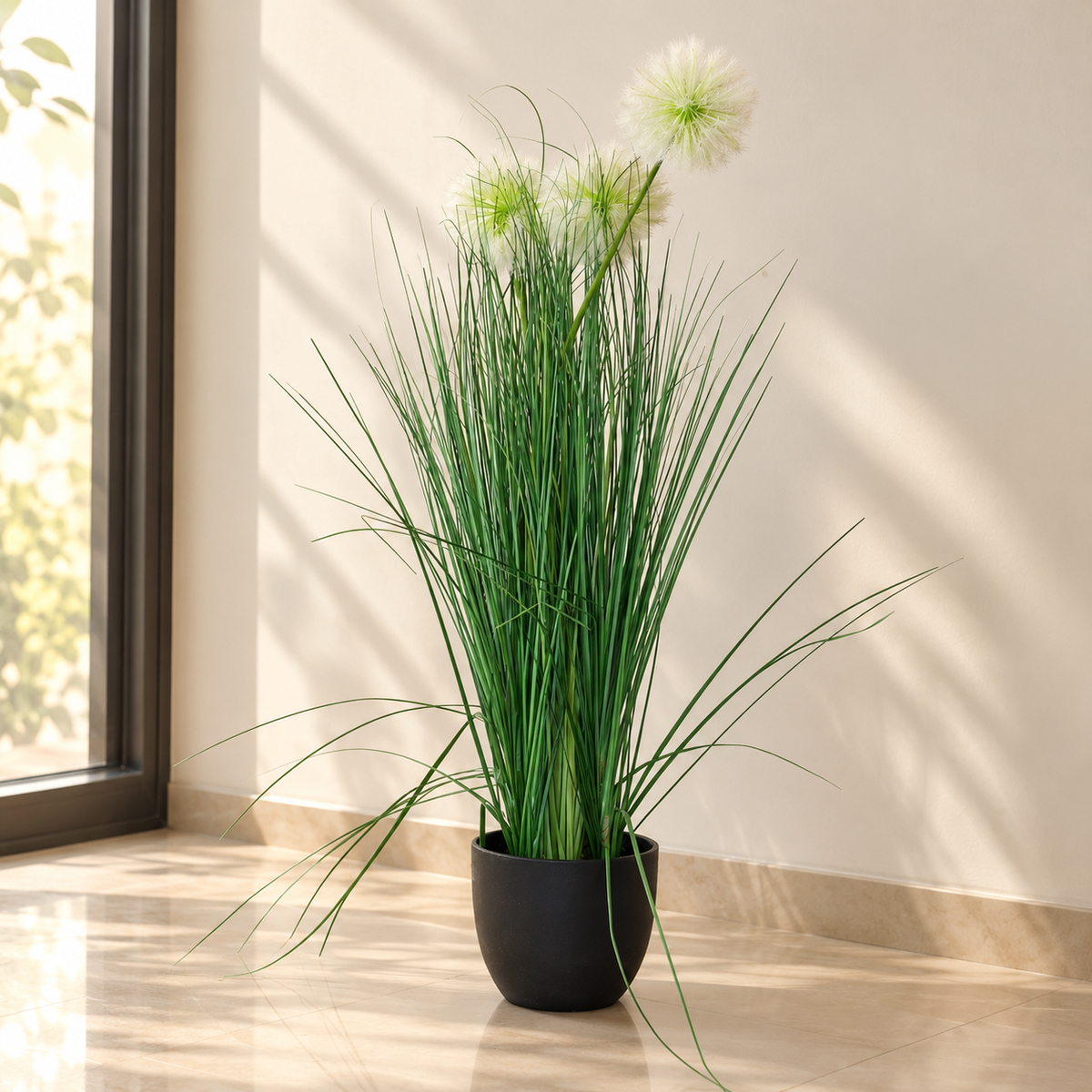 Artificial Faux Grass Plant with Black Pot at Zubaidas Homestore