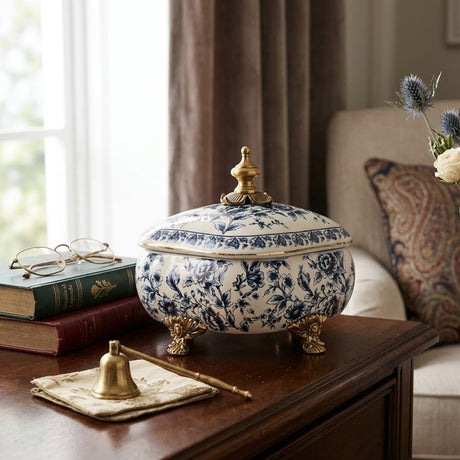 Artisan Floral Heritage Ceramic Bowl Blue and White at Zubaidas Homestore Best for Home Shopping