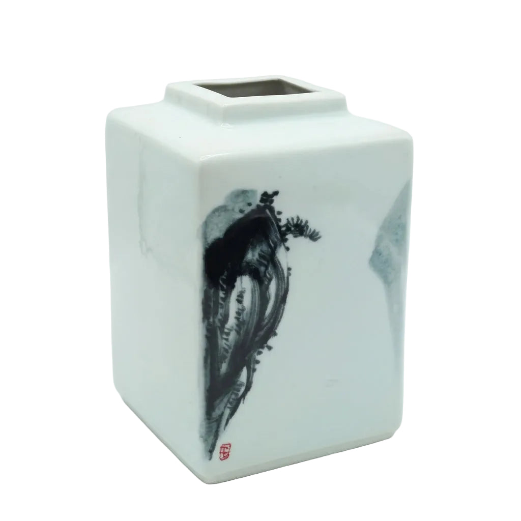 Asian Art Printed Rectangular Ceramic Decorative Vase at Zubaidas Homestore Pakistan