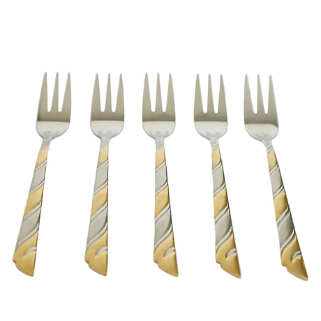 AYD 6 Pieces Fork Set Twisted Spiral 2 Tone at Zubaidas Homestore Best for Home Shopping