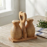Bamboo Salt and Pepper Shaker Set with Heart Caddy at Zubaidas Homestore