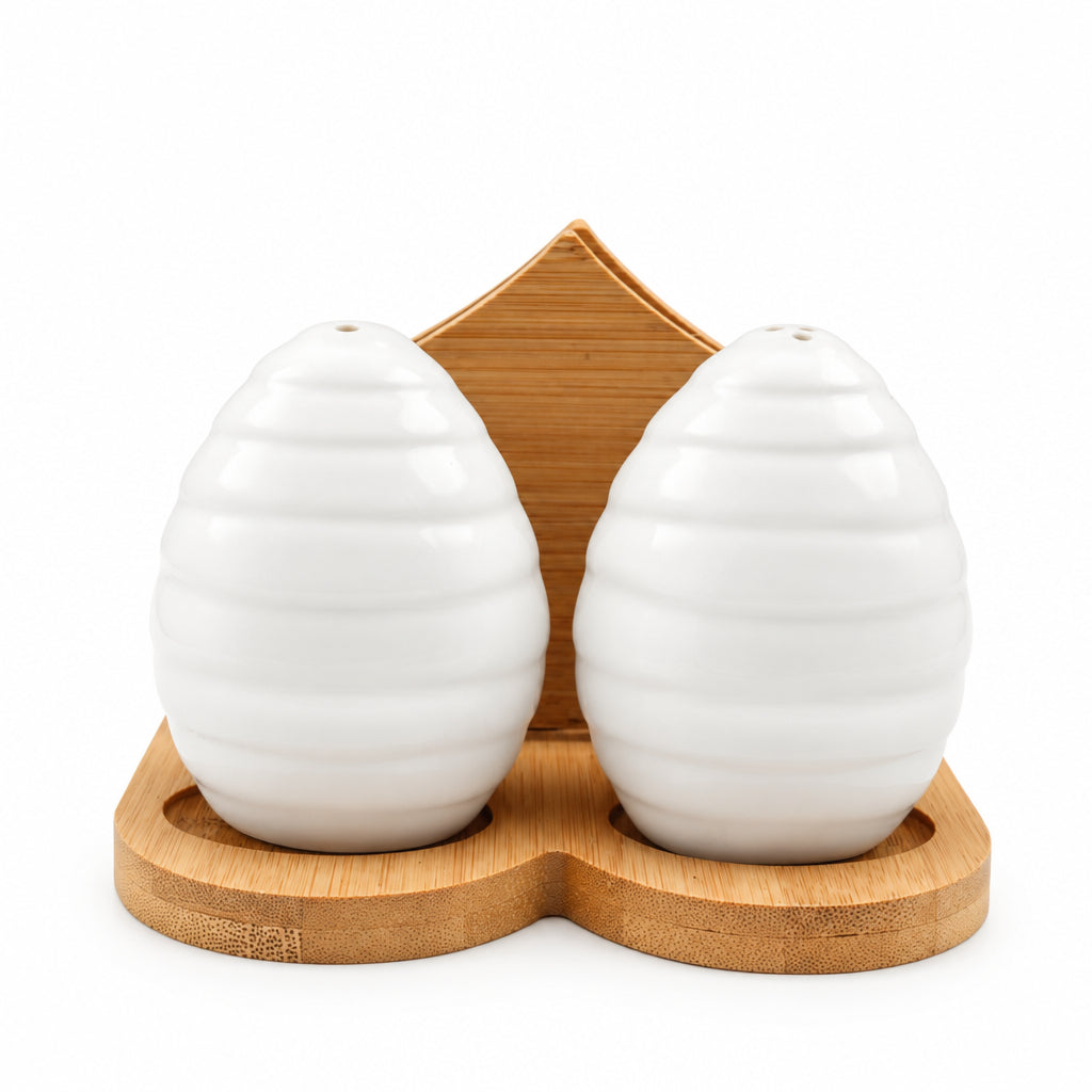 Bamboo Salt and Pepper Shaker with Napkin Caddy at Zubaidas Homestore Pakistan