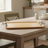 Bamboo Serving Tray with Wrought Iron Handles 50cm at Zubaidas Homestore