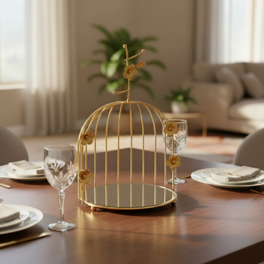 Bird Cage Decorative Serving Dessert Stand Gold at Zubaidas Homestore