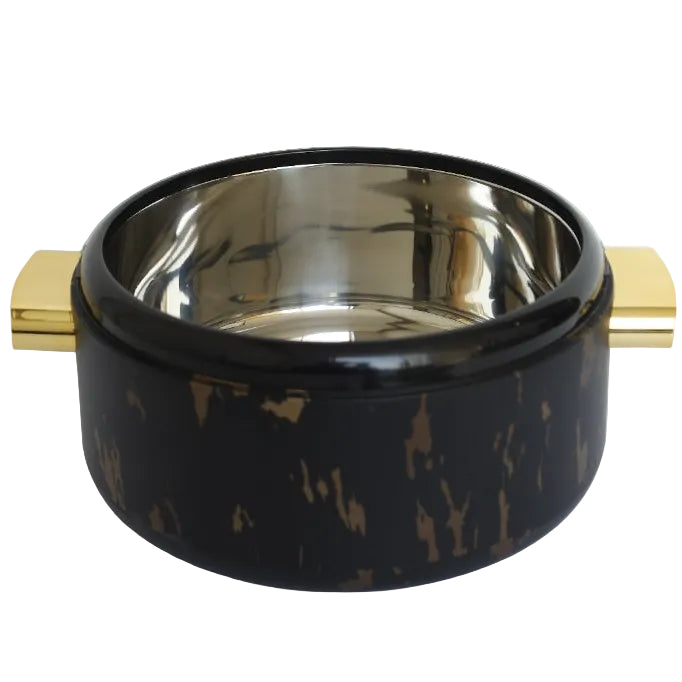 Black Marble Finish Hot Pot Set With Gold Handles at Zubaidas Homestore Online Pakistan