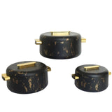 Black Marble Finish Hot Pot Set With Gold Handles at Zubaidas No#1 Homestore in Pakistan