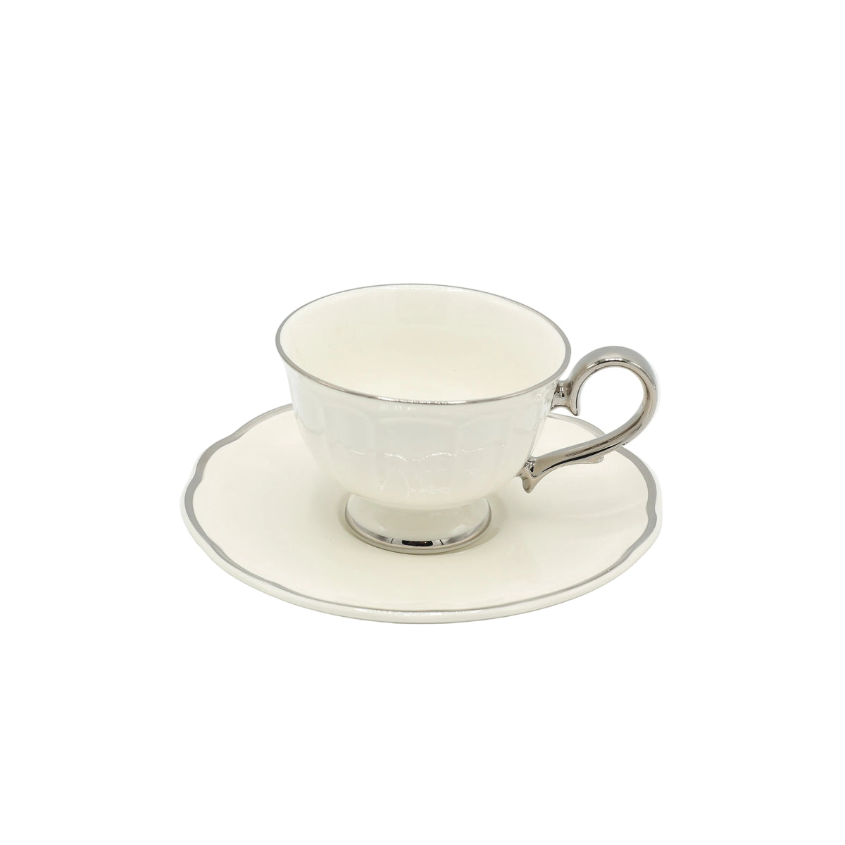 Bloom Silver Trim Cup and Saucer 6 Pieces Set at Zubaidas Homestore Most Trusted Homestore in Pakistan