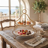 Brilliant 2 Layer Plate Set With Gold Stand at Zubaidas Homestore Pakistan