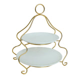 Brilliant 2 Layer Plate Set With Gold Stand at Zubaidas Homestore Best for Home Shopping Pakistan