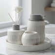 Brilliant 4 Pieces Grey Striped Bathroom Accessory Set at Zubaidas Homestore. Online Pakistan