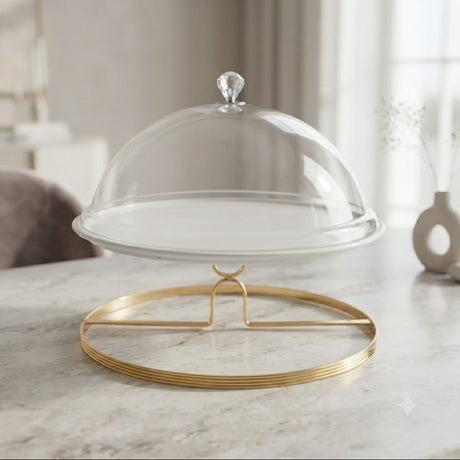 Brilliant Acrylic Cake Stand With Gold Metal Stand 33cm at Zubaidas Homestore