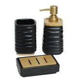Brilliant Black Ribbed Ceramic Bath Accessories 3 Pieces Set at Zubaidas Homestore The Largest Homestore in Pakistan