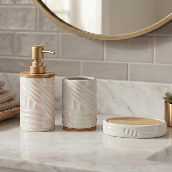 Brilliant Ceramic Bathroom Accessories 3 Pieces Set at Zubaidas Homestore 