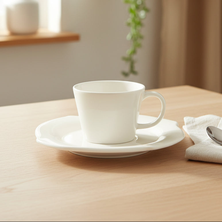 Brilliant Ceramic Cup and Saucer White at Zubaidas Homestore