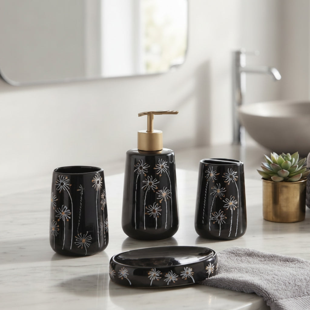Brilliant Dandelion Ceramic Bathroom Accessory Set at Zubaidas Homestore